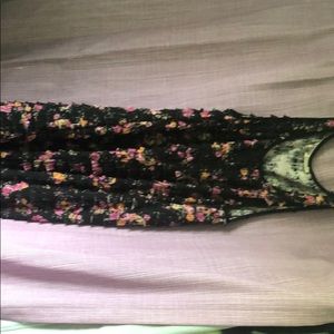 Free People Black Floral Tunic/top w/ruffles